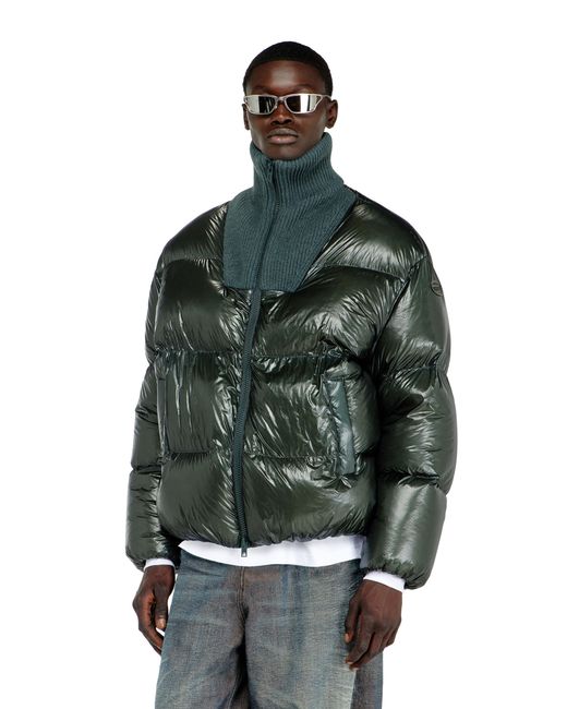 DIESEL Green Down Puffer Jacket for men