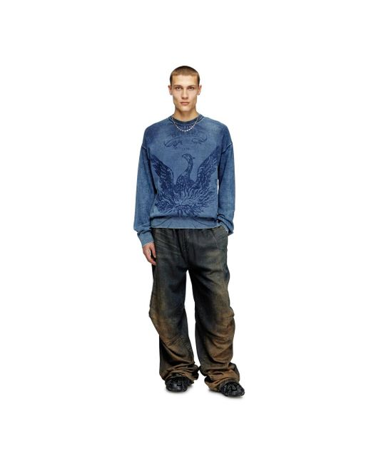 DIESEL Blue Jumper With Phoenix Logo for men