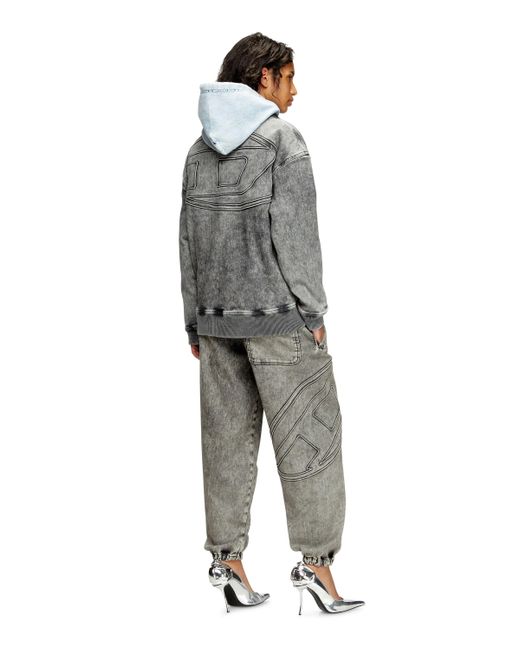 DIESEL Track Denim Zip-Up Sweater With Oval D Gray