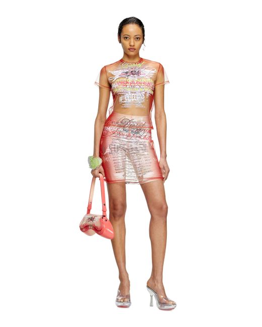 DIESEL Layered Skirt With Lyrics Print
