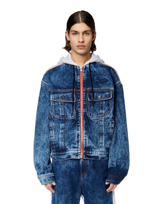 DIESEL Jacket-hoodie Jersey in Blue Men | Lyst