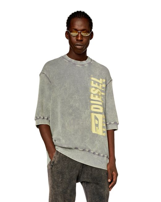 Sweat-shirt à manches mi-longues en jersey macro-gaufré DIESEL pour homme en coloris Gray