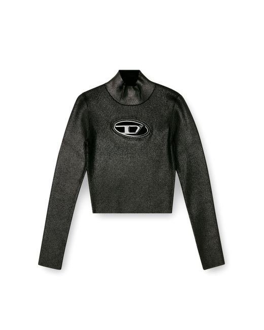 DIESEL Black Ribbed-Knit Turtleneck With Shiny Effect