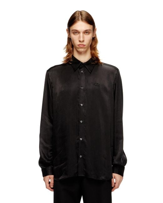 Chemise en cupro avec logo brodé DIESEL pour homme en coloris Black