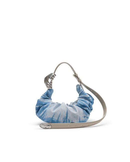 DIESEL Blue Grab-D-Small Scrunched Hobo Bag