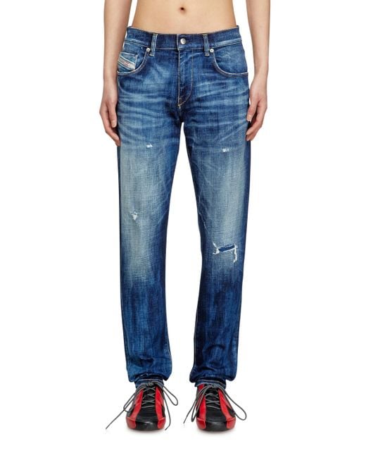 DIESEL Blue Slim Jeans Regular Waist 2019 D-Strukt, Dark, Zip Fly for men