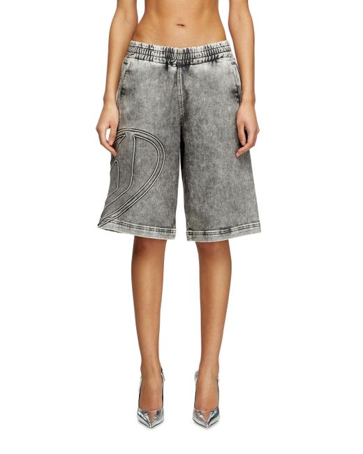DIESEL Gray Track Denim Bermudas With Oval D
