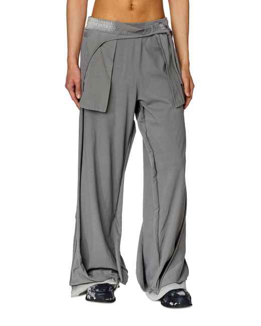 DIESEL Gray Sweatpants With Destroyed Peel-off Effect for men