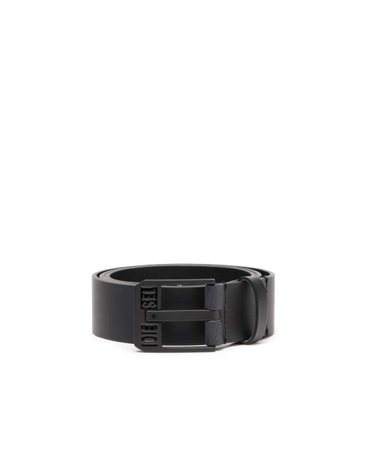 DIESEL Black Leather Belt With Star Logo Buckle for men