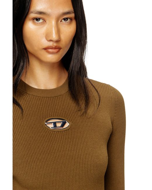 DIESEL Multicolor Rib-Knit Viscose-Blend Top With Oval D