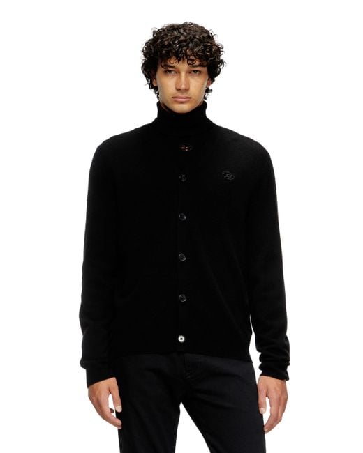 Cárdigan K-Zannis con logo bordado DIESEL de hombre de color Black