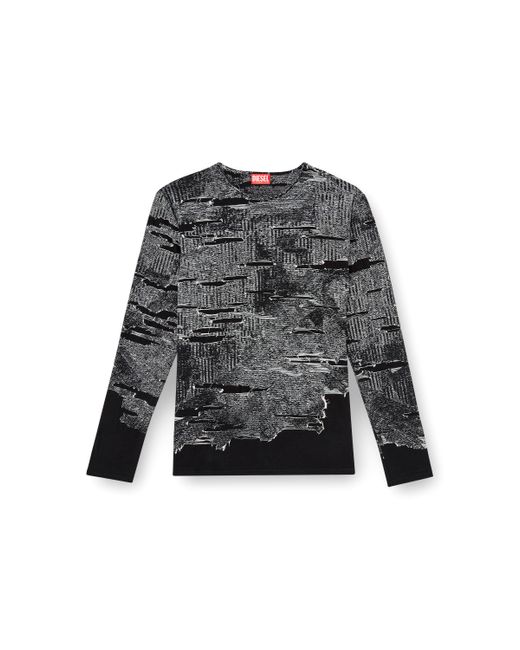 DIESEL Black Jumper With Engineered Distressing for men