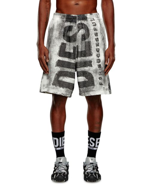 DIESEL Black Colour Bleed Super Logo Sweat Shorts for men