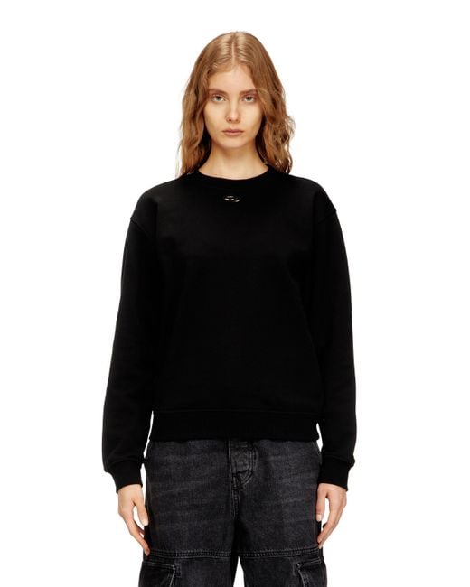 DIESEL Black Cotton Sweatshirt With Oval D Embroidery