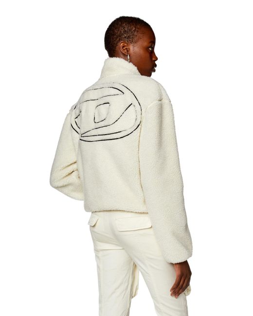 Veste en tissu teddy avec logo Oval D passepoilé DIESEL en coloris Natural