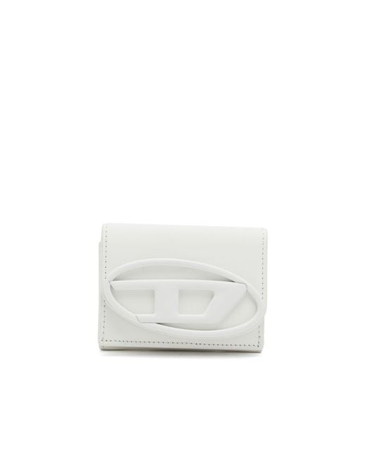 DIESEL White Trifod-Portemonnaie aus mattem Leder