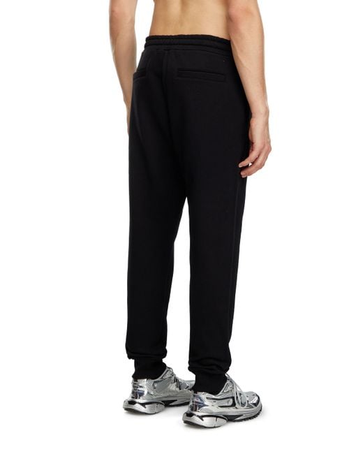 DIESEL Black Track Pants With Oval D Patch for men