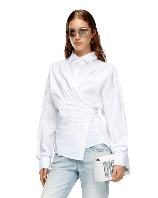 Chemise portefeuille avec logo embossé DIESEL en coloris White