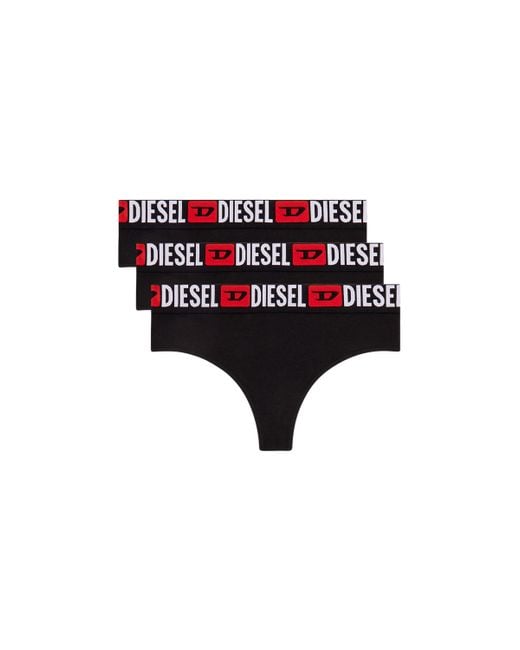 DIESEL Black 3-Pack Thongs With Logo Waist