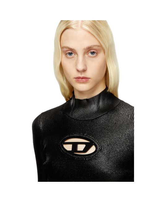 DIESEL Black Ribbed-Knit Turtleneck With Shiny Effect