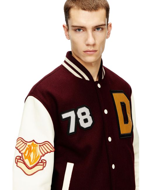 DIESEL Red Varsity Jacket for men
