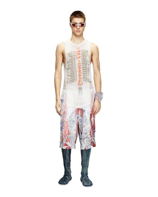DIESEL Floral Shorts With Cracked Over-Print Red