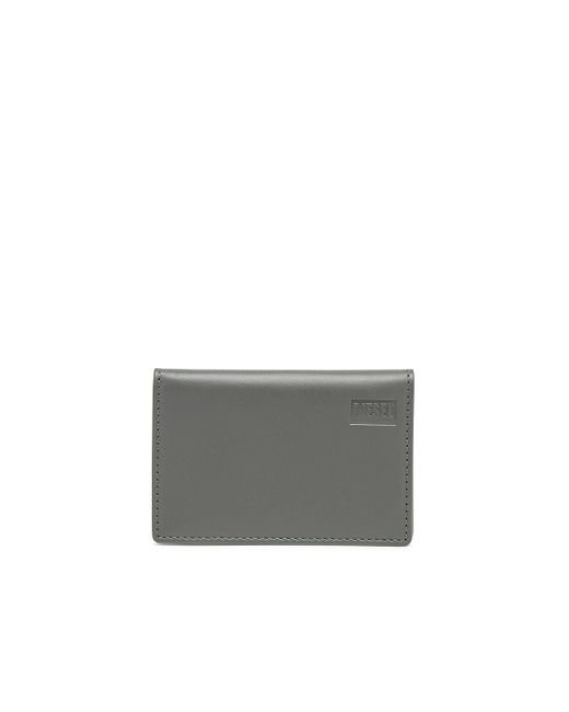 DIESEL Gray Bi-fold Card Holder In Two-tone Leather for men