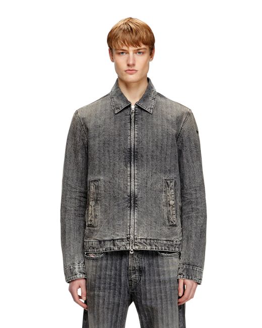 DIESEL Blousonjacke Aus Fischgrät-Denim in Gray für Herren