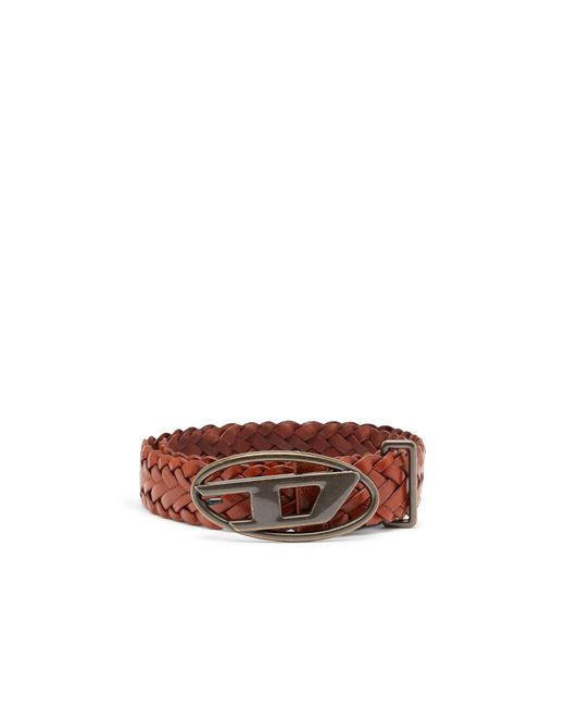 DIESEL Brown 4 Cm Braided Leather Belt