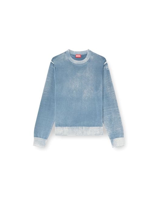 DIESEL Blue Reverse-Print Cotton Jumper for men