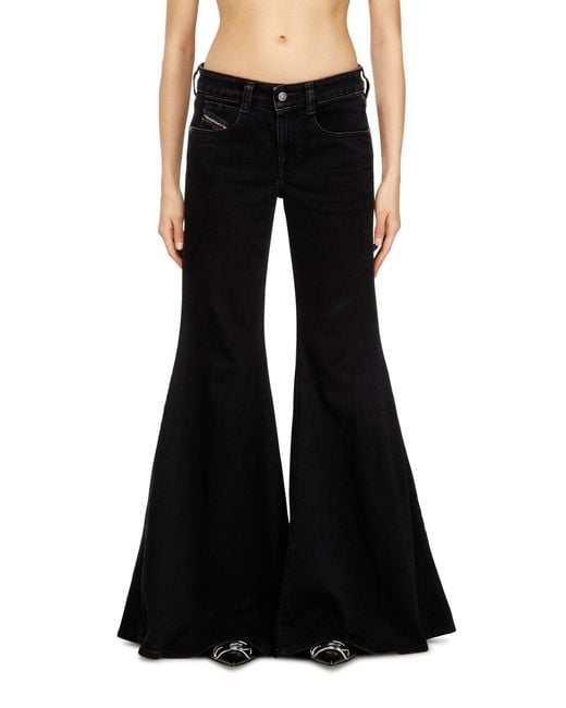 DIESEL Black Flare Jeans Low Waist 1970 D-Bleess, /Dark, Zip Fly