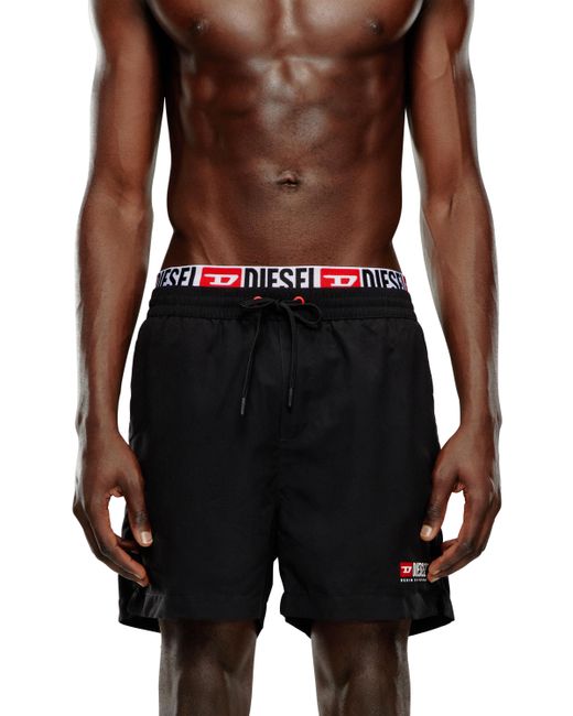 DIESEL Black Double-waist Board Shorts for men