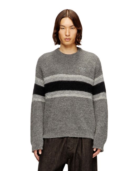 DIESEL Gray Striped Jumper for men