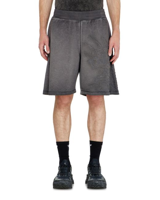 DIESEL Gray Sweatshorts With Dévoré Motifs for men