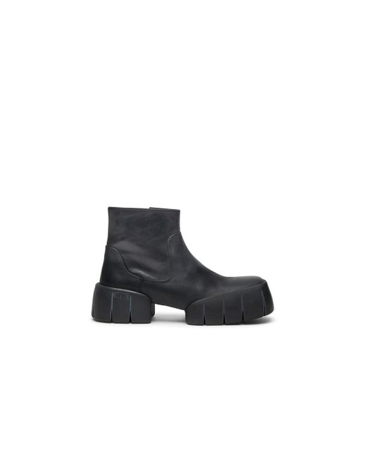DIESEL Black D-Tex-Oiled Leather Ankle Boots With Split Sole for men