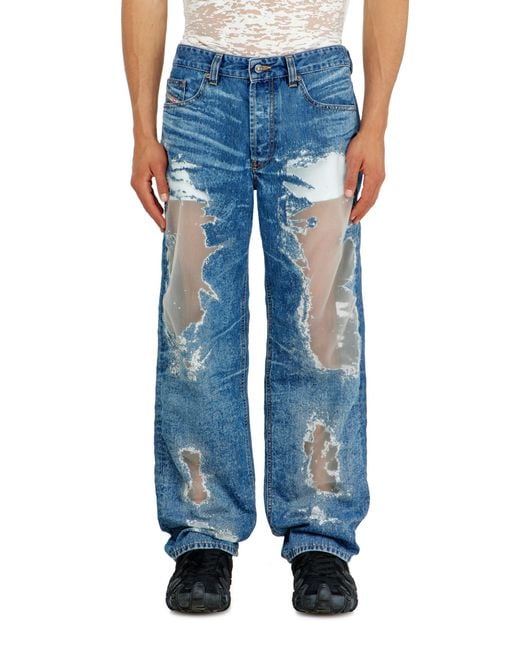 DIESEL Blue Regular Jeans Regular Waist 2024 D-Macs, Medium, Button Fly for men