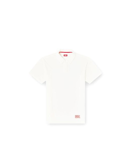 DIESEL White Towelling Cotton Polo Shirt for men