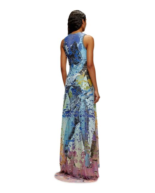 DIESEL Blue Destroyed Jersey Gown With Poster Print