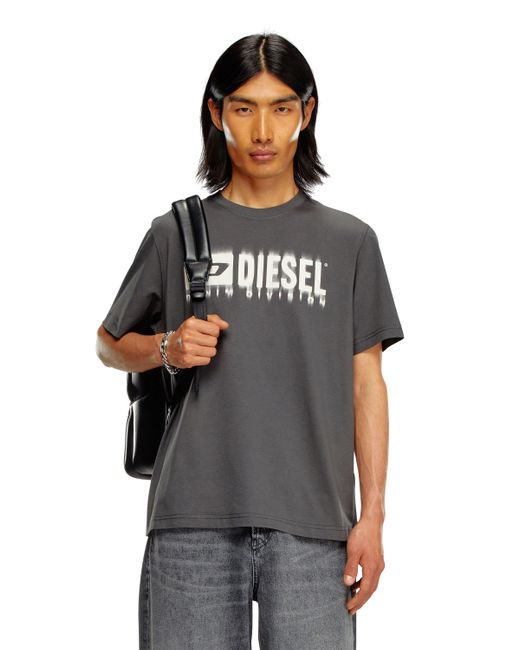 DIESEL Gray T-shirt With Blurry Logo for men