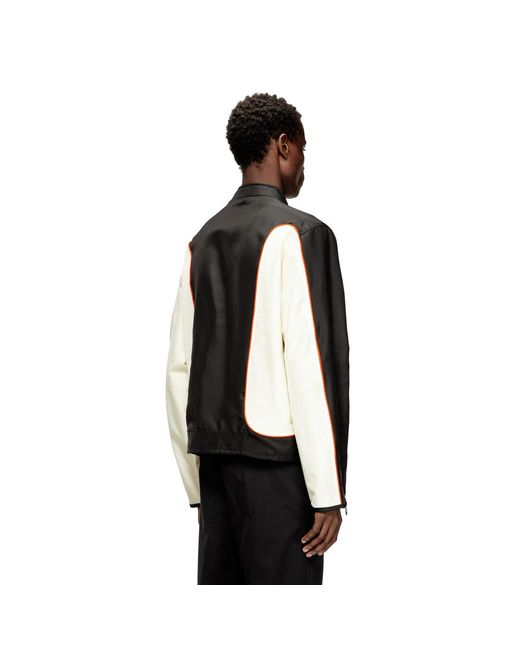 DIESEL Black Nylon Jacket With Color Block And Piping Details for men