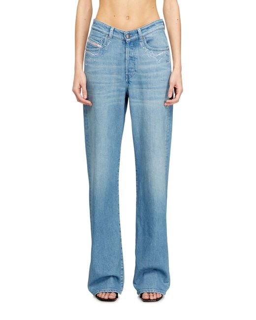 DIESEL Blue Regular Jeans High Waist 1971 D-Sent, Dark, Button Fly
