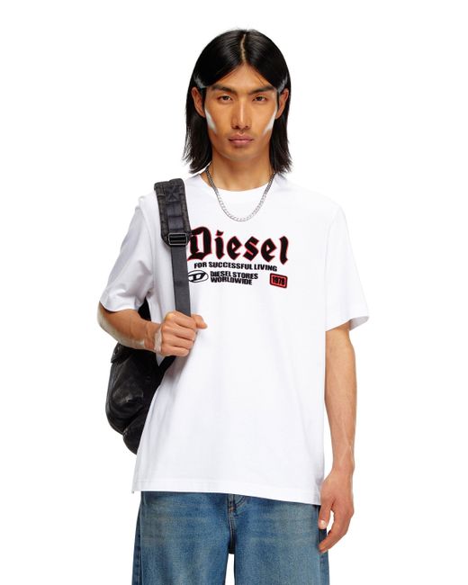 T-shirt avec imprimé floqué DIESEL pour homme en coloris White