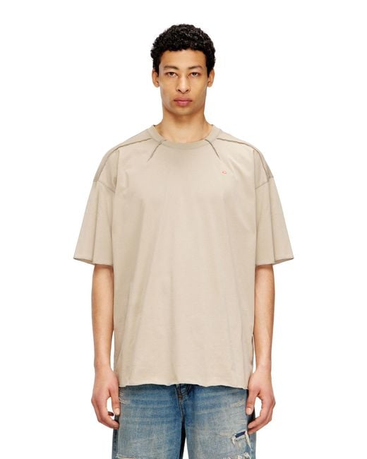 DIESEL Natural Cotton T-Shirt With Micro Embroidery for men