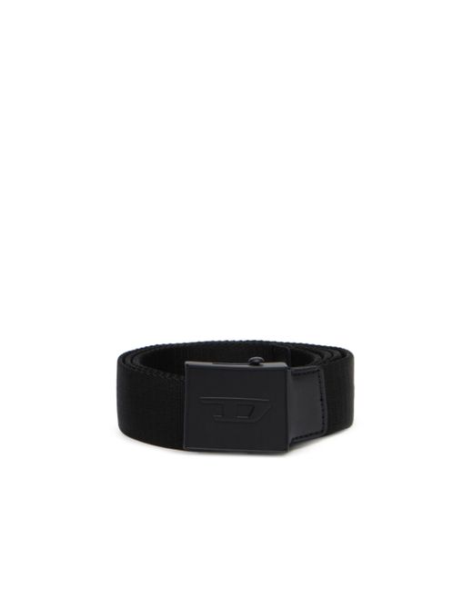 DIESEL Black Tape Belt With Logo Buckle