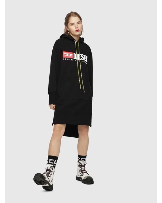 DIESEL Black Logo Hoodie Dress