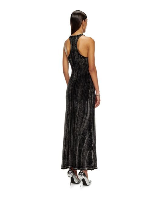 DIESEL Black Long Chenille Dress With Racerback