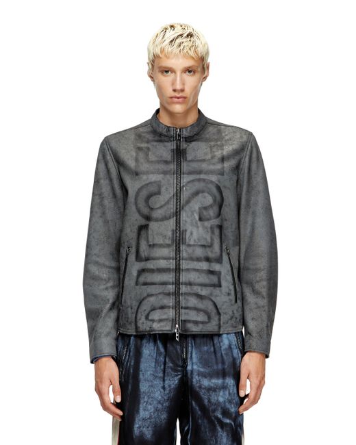 メンズ DIESEL レザージャケット Gray