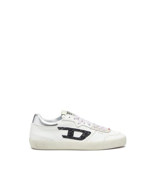 DIESEL White S-Leroji-Sneakers Aus Leder Mit Glitter-Logo