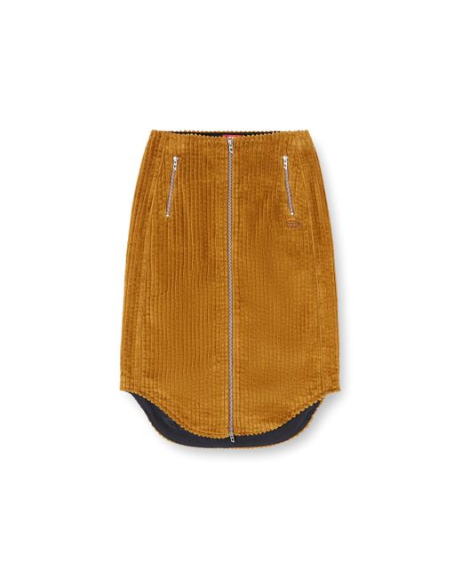 DIESEL Yellow Cotton Midi Skirt With Zipper