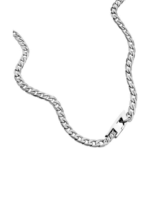 DIESEL Metallic Stainless Steel Chain Necklace for men